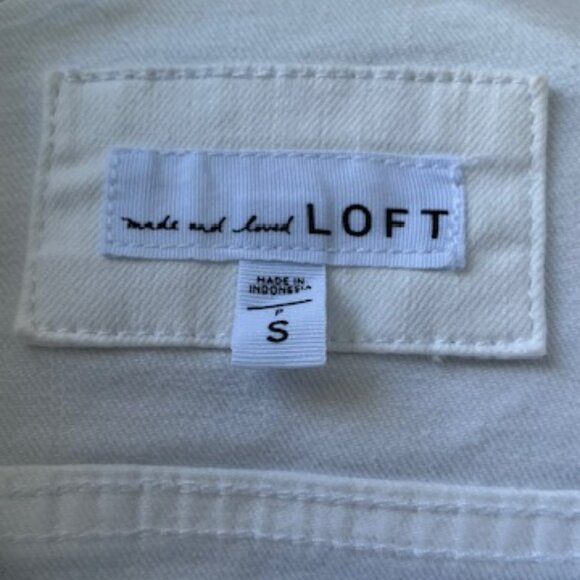 LOFT White Short Waisted Button Front Denim Jacket - Picture 8 of 11